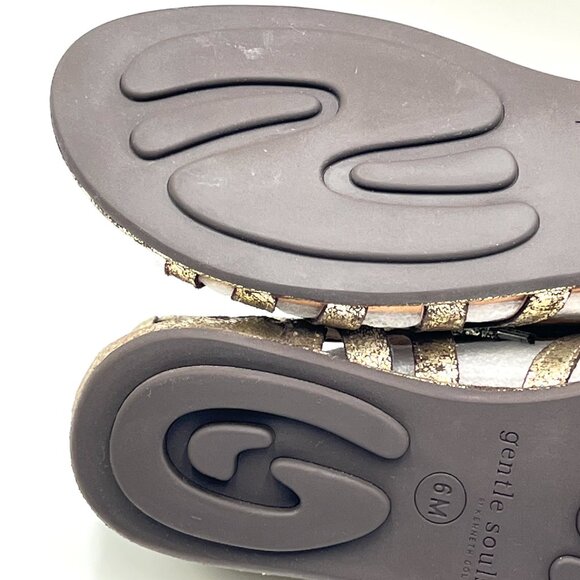 Gentle Souls Size 6 Brown‎ Gold Gladiator Lace Up Flats Sandals Shoes - Picture 10 of 13